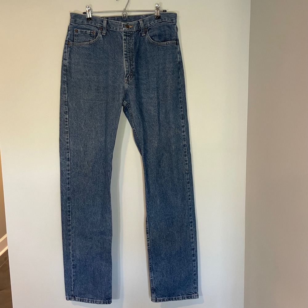 Wrangler Regular Fit Blue Denim Jeans Mens 34x36 Medium Wash 96501DS Straight‎